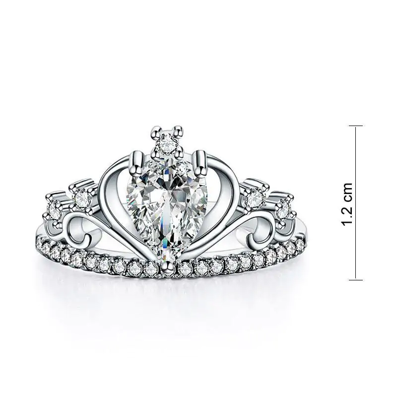 Solid 925 Sterling Silver Crown Ring 1 Carat Pear Cut - Image 5