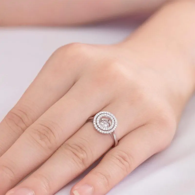 Dancing Stone Double Halo Ring - Image 6