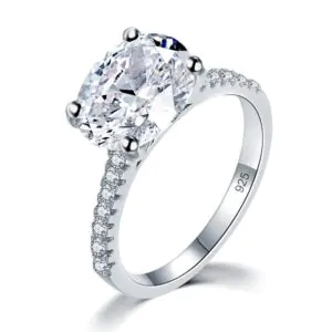 Solid 925 Sterling Silver 4 Carat Ring Oval Cut