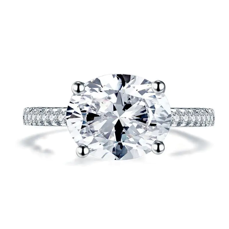 Solid 925 Sterling Silver 4 Carat Ring Oval Cut - Image 3