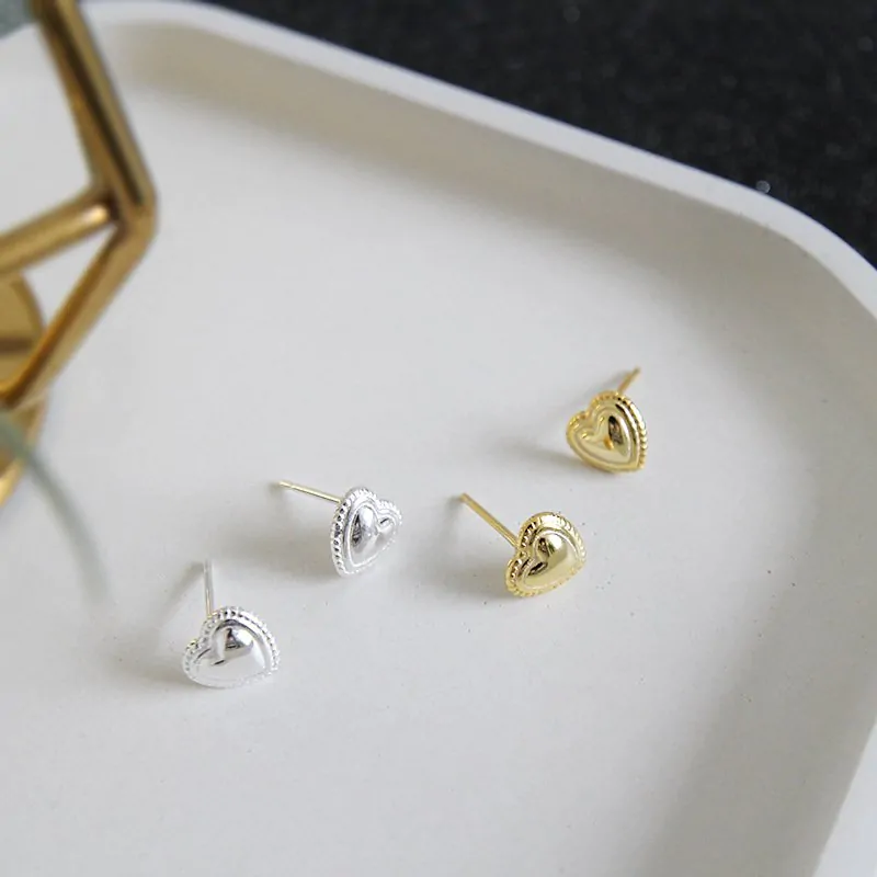 Heart 925 Sterling Silver Studs Earrings - Image 2