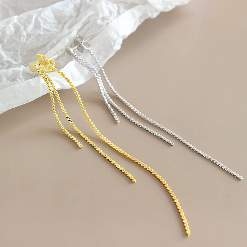 Beads 925 Sterling Silver Long Dangling Earrings - Image 3