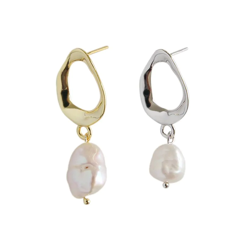 Unique Natural Pearl 925 Sterling Silver Dangling Earrings
