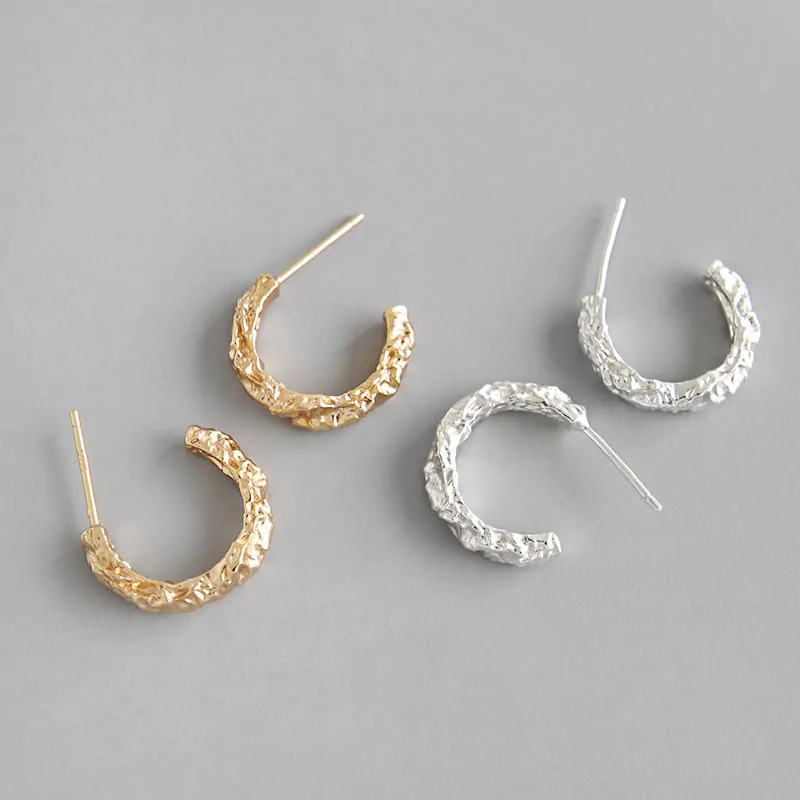 Lady Semicircle 925 Sterling Silver Hoop Earrings - Image 2