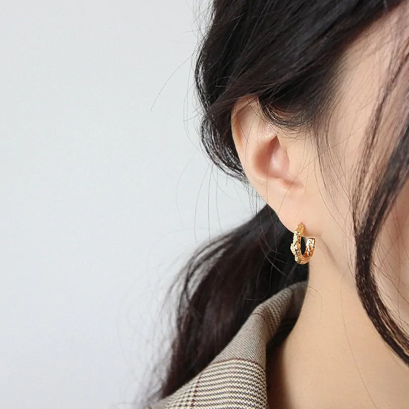 Lady Semicircle 925 Sterling Silver Hoop Earrings - Image 4