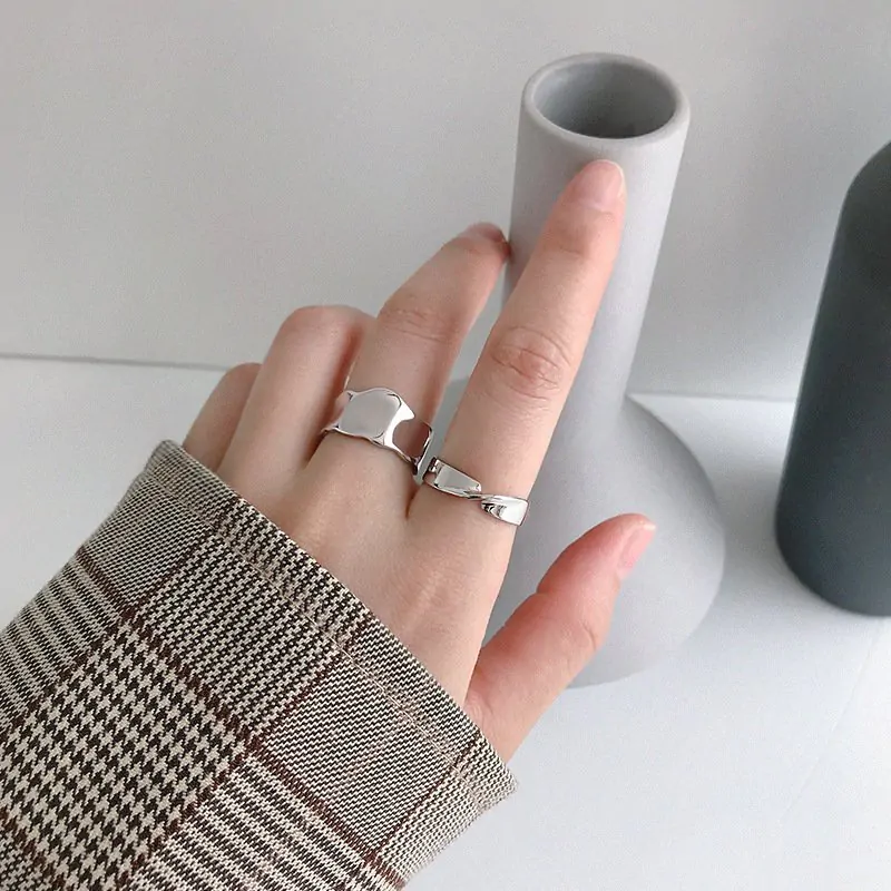 Twisted Cross 925 Sterling Silver Adjustable Ring - Image 3