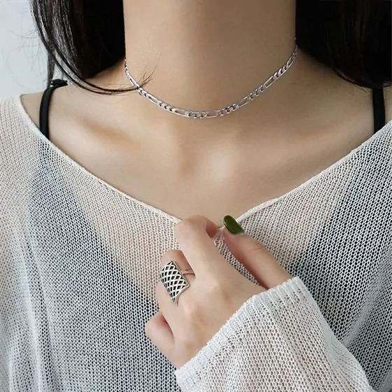 Hollow Chain Choker 925 Sterling Silver Necklace - Image 4