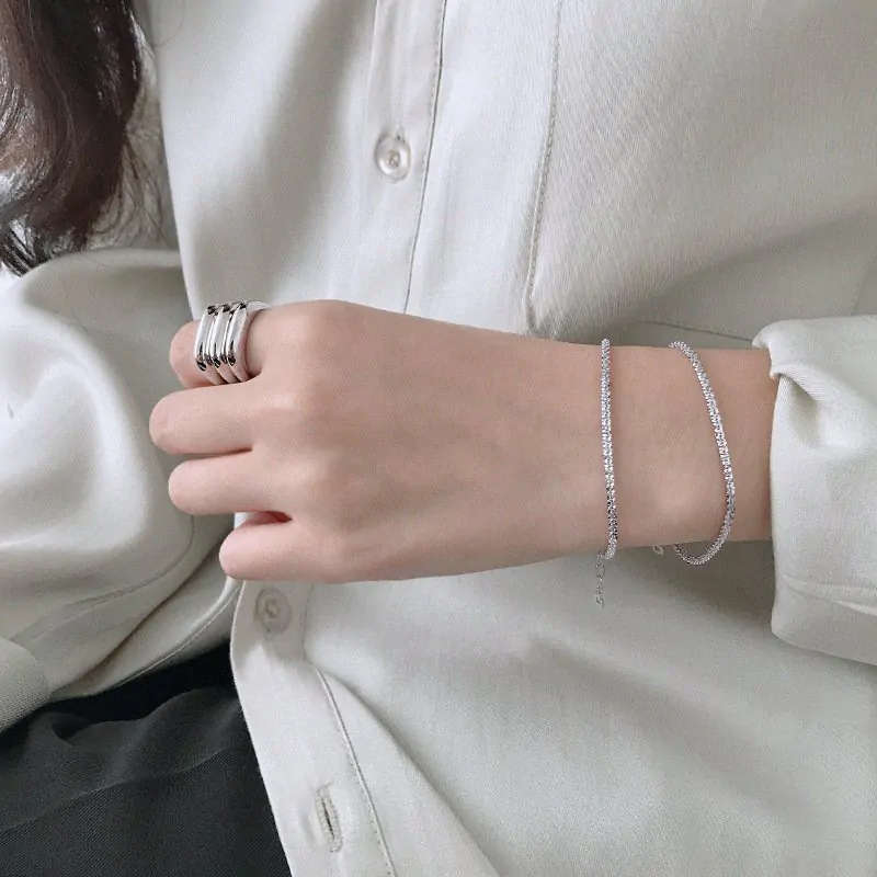 Nugget Crisscross 925 Sterling Silver Bracelet - Image 3