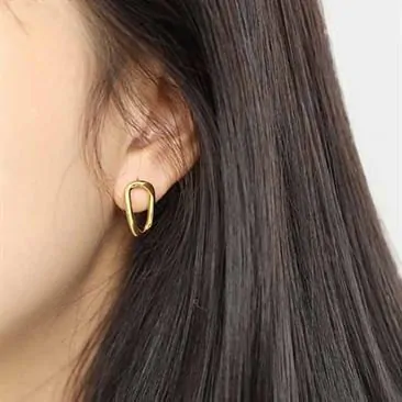 Geometric Irregular Hollow 925 Sterling Silver Stud Earrings - Image 4