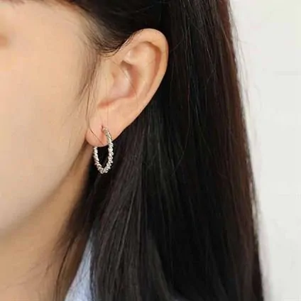 Twisted Circles 925 Sterling Silver Hoop Earrings - Image 4