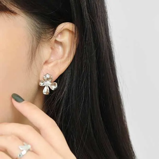 Girl Flower 925 Sterling Silver Stud Earrings - Image 2