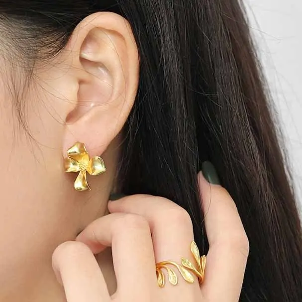 Girl Flower 925 Sterling Silver Stud Earrings - Image 3