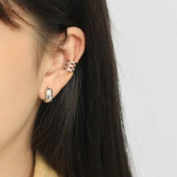 Minimalism Mini Wide Circle 925 Sterling Silver Huggie Hoop Earrings - Image 3