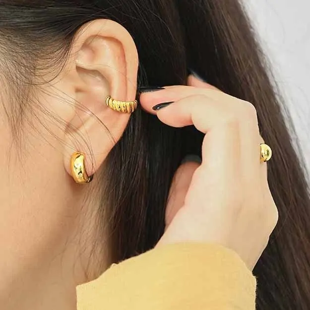 Minimalism Mini Wide Circle 925 Sterling Silver Huggie Hoop Earrings - Image 4