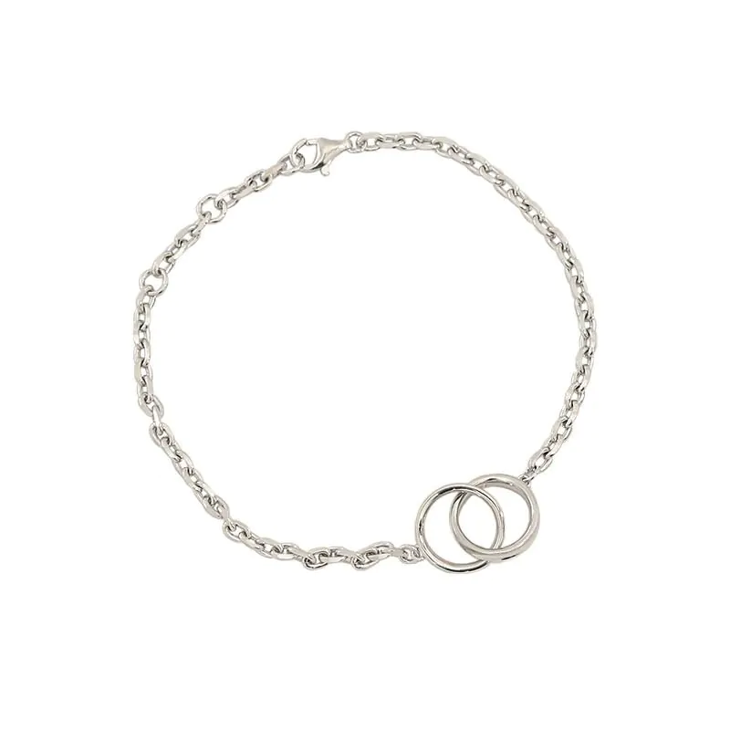 Double Circles 925 Sterling Silver Chain Bracelet