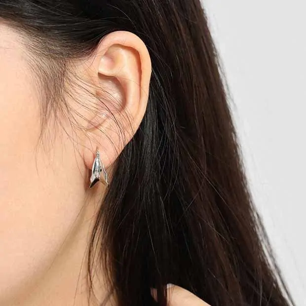 Geometric Irregular Circle 925 Sterling Silver Hoop Earrings - Image 3