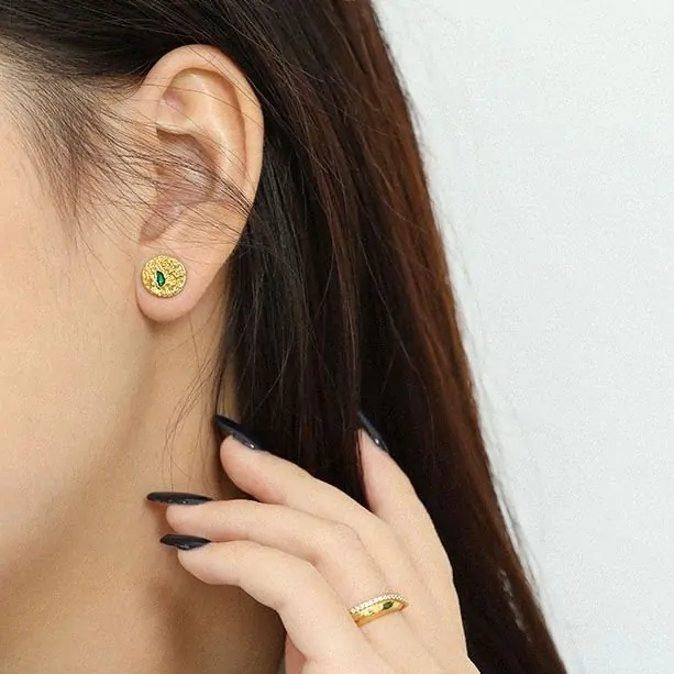 Irregular Geometric Round 925 Sterling Silver Stud Earrings - Image 3