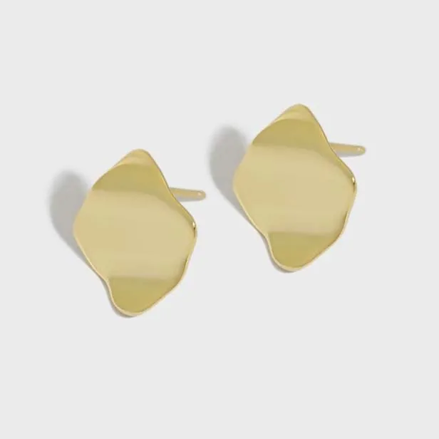 Geometric Wave 925 Sterling Silver Stud Earrings - Image 5