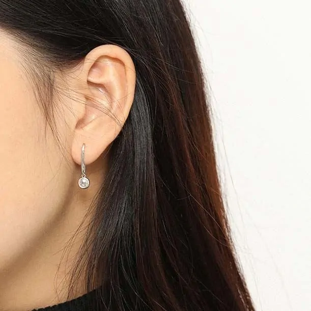 Round CZ U Shape 925 Sterling Silver Stud Earrings - Image 3