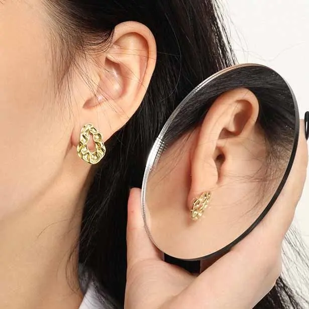 Minimalism Irregular Circle 925 Sterling Silver Stud Earrings - Image 4