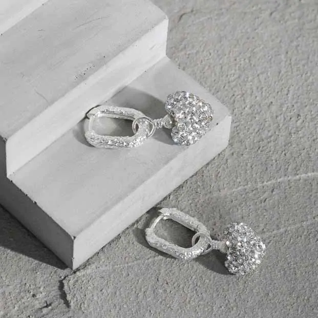 Elegant CZ Heart Geometric 925 Sterling Silver Dangling Earrings - Image 2