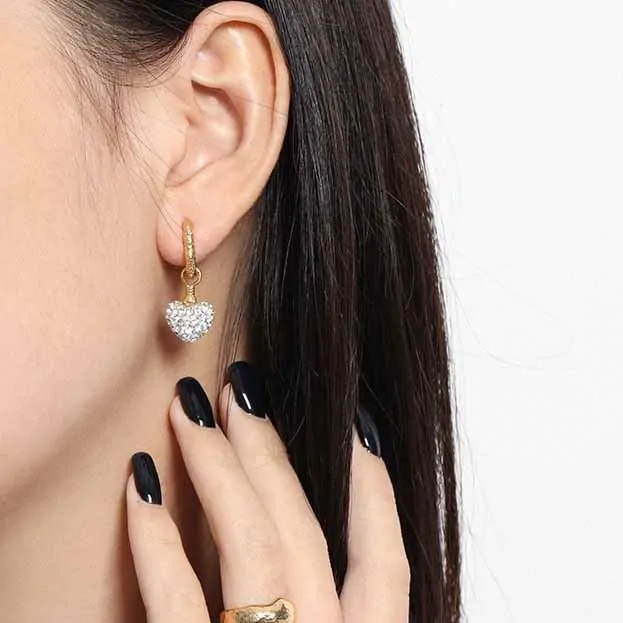 Elegant CZ Heart Geometric 925 Sterling Silver Dangling Earrings - Image 3