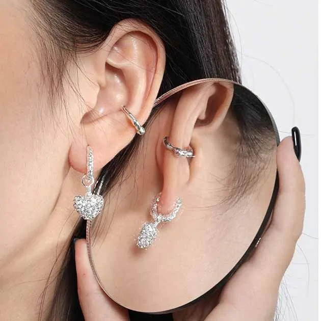 Elegant CZ Heart Geometric 925 Sterling Silver Dangling Earrings - Image 4