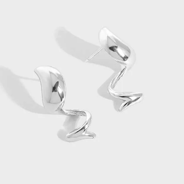 Elegant Waterdrop Wave Irregular 925 Sterling Silver Dangling Earrings - Image 5