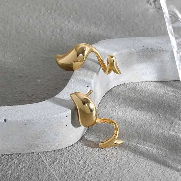 Elegant Waterdrop Wave Irregular 925 Sterling Silver Dangling Earrings - Image 2