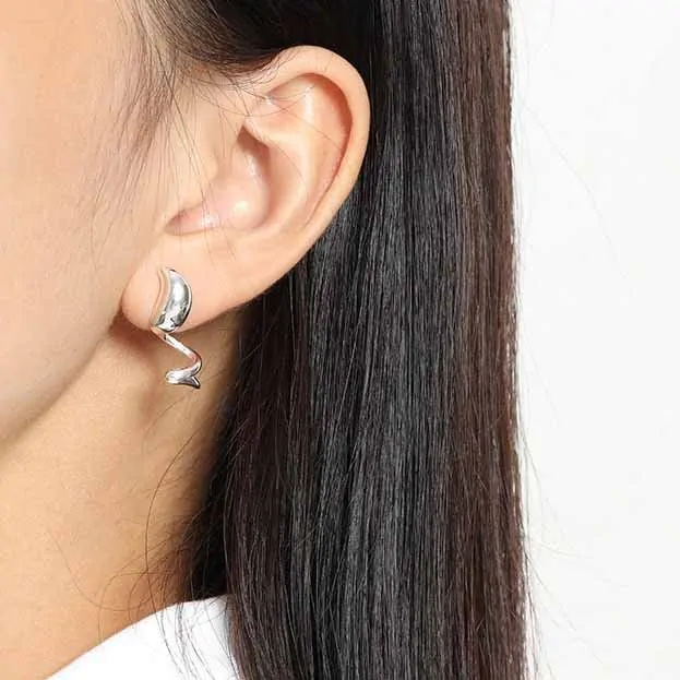 Elegant Waterdrop Wave Irregular 925 Sterling Silver Dangling Earrings - Image 3