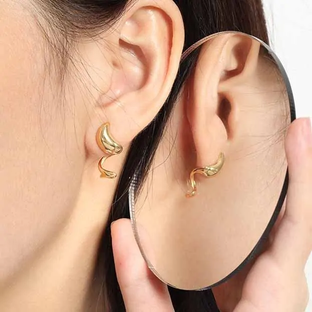 Elegant Waterdrop Wave Irregular 925 Sterling Silver Dangling Earrings - Image 4