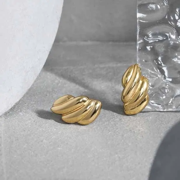 Geometric Irregular Thread Twisted 925 Sterling Silver Stud Earrings - Image 2