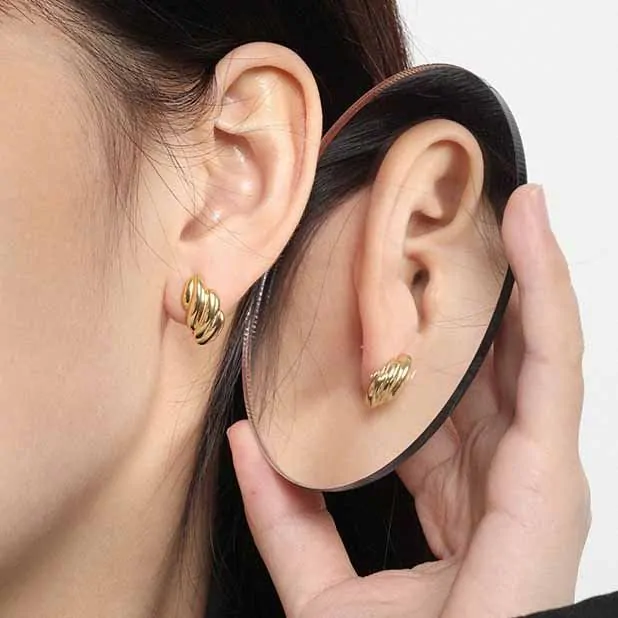 Geometric Irregular Thread Twisted 925 Sterling Silver Stud Earrings - Image 3