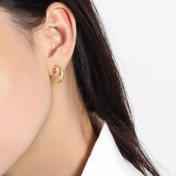 Asymmetric Hollow Chain 925 Sterling Silver Dangling Earrings - Image 4