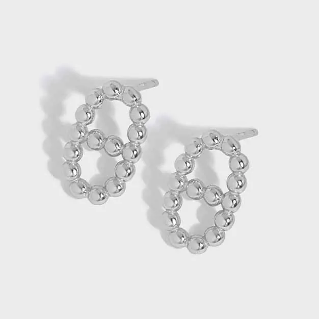 Hollow Beads Pig Nose 925 Sterling Silver Stud Earrings - Image 5
