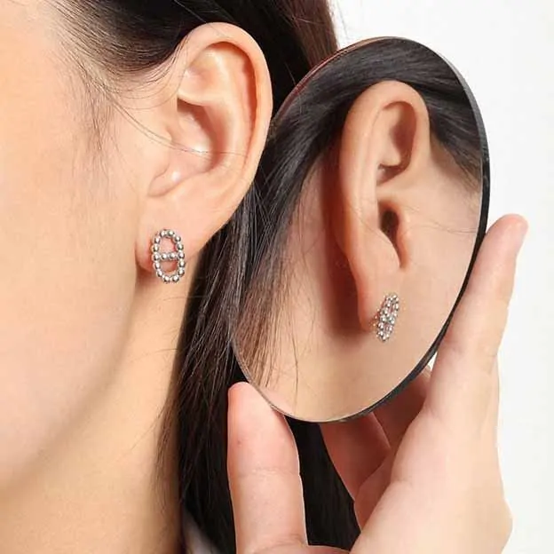Hollow Beads Pig Nose 925 Sterling Silver Stud Earrings - Image 3