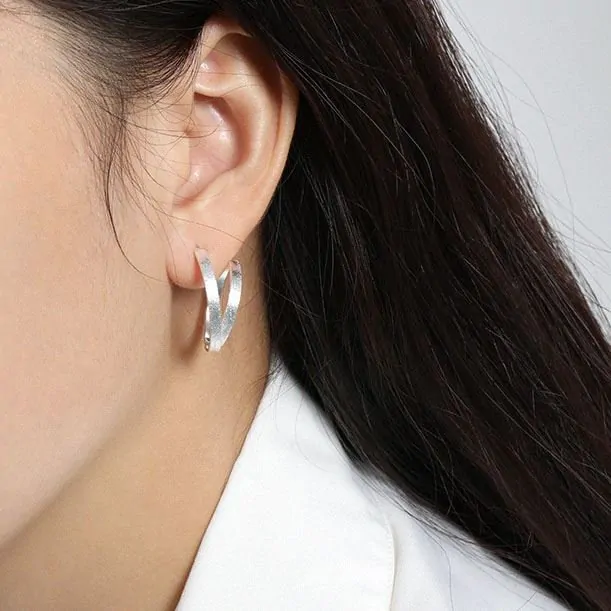 Round Geometric Circle 925 Sterling Silver Dangling Earrings - Image 3