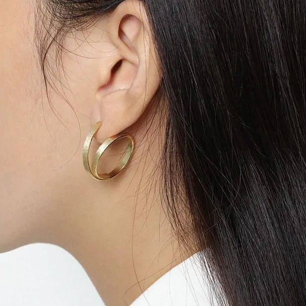 Round Geometric Circle 925 Sterling Silver Dangling Earrings - Image 4