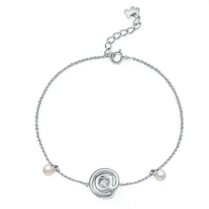 Moissanite Diamond Fresh Water Pearls Dancing Stone Bracelet