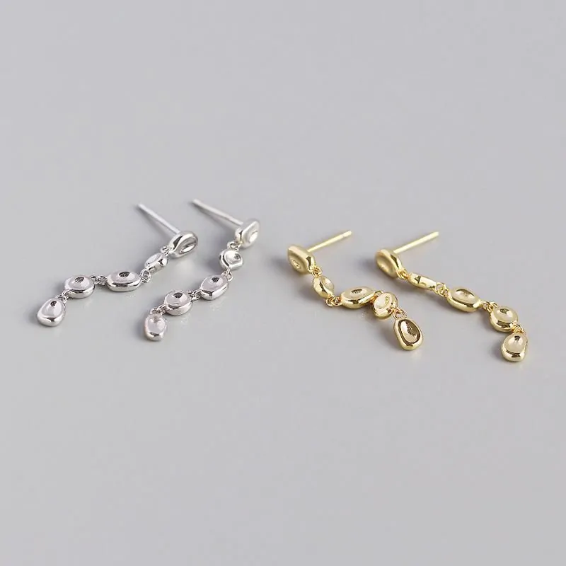 Irregular Round Geometric 925 Sterling Silver Dangling Earrings - Image 2