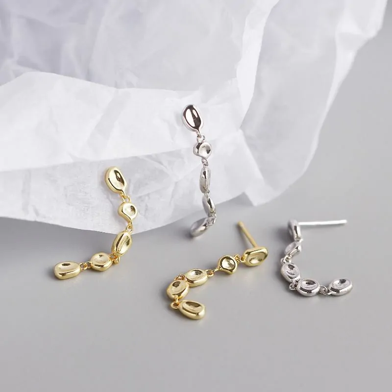 Irregular Round Geometric 925 Sterling Silver Dangling Earrings - Image 3