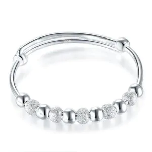 Kids Adjustable Solid 999 Silver Bangle Bracelet