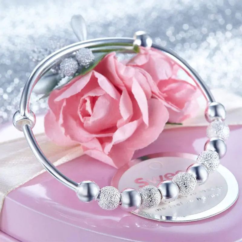 Kids Adjustable Solid 999 Silver Bangle Bracelet - Image 3