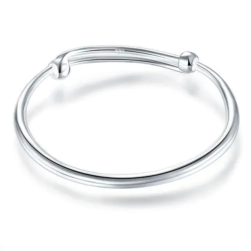 Kids Adjustable Solid 999 Silver Bangle Bracelet