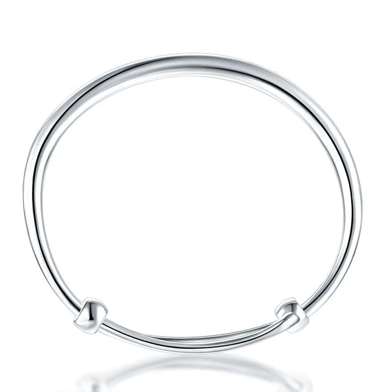 Kids Adjustable Solid 999 Silver Bangle Bracelet - Image 2