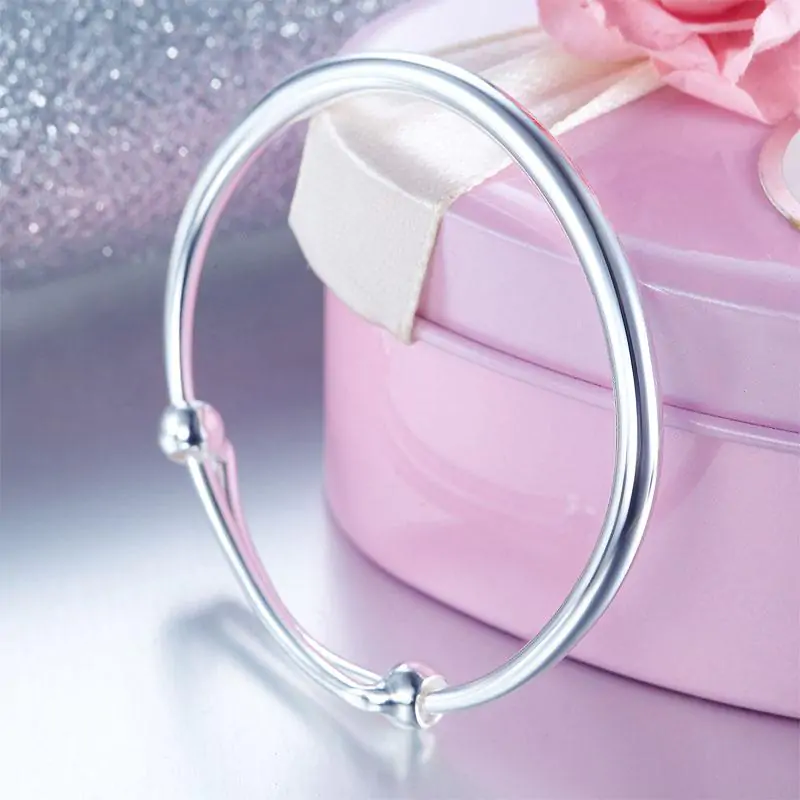 Kids Adjustable Solid 999 Silver Bangle Bracelet - Image 3