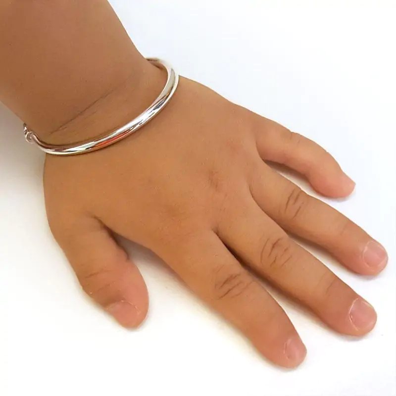 Kids Adjustable Solid 999 Silver Bangle Bracelet - Image 4
