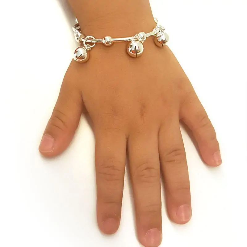 Solid 990 Silver Bells Bangle Bracelet Adjustable - Image 4