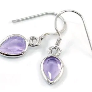 3 Carat Purple Pear Cut Amethyst Dangle Earrings