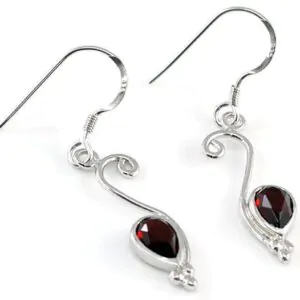 1.5 Carat Genuine Dark Red Garnet Dangle Earrings